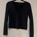 Old Navy Modern Double-Layer Black V-Neck Top Photo 0