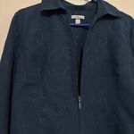 Croft & Barrow  Womans Zip Front Jacket Blazer Faux Suede Blue Size Petite M Photo 7