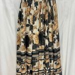 Calypso St. Barth Silk Floral High Waisted Pleated Maxi Skirt Black Women's XS Photo 0