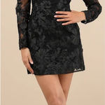 Lulus NWOT Masterfully Eloquent Black 3D Floral Mini Dress Photo 0