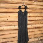 Mac Duggal 20889 Womens Black Sheer Applique Bustier Gown with Feather Straps Photo 6