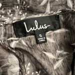 Lulus  Sheer Grey with White Embroidered Flowers Blouse with Keyhole Back Photo 7