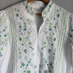 Tuckernuck  Hyacinth House Erin Blouse in white with green embroidery Small Photo 8