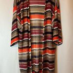Ruby Rd. Multicolor Striped Cardigan Orange Size L Photo 0