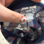 Aerie  Flannel Cotton Blue and White Pullover Sweatshirt Size Medium Top Photo 5