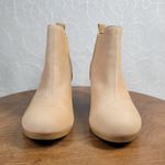 Toms Womens Kelsey Booties 6 Beige Leather Suede Round Toe Slip On Ankle Wedge Photo 3