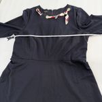 Talbots  Ponte Navy Blue Scarf Neck Nautical 3/4 Sleeve Flare Midi Dress Size 16‎ Photo 6