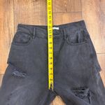 PacSun  Jeans Women 26 Black Washed Denim High Rise Straigt Distressed Button Fly Photo 7