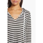 La Blanca π Slouchy Hooded Sweater Cover-Up Tunic Black White Stripes Medium NWT Photo 5