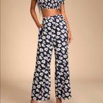 New Lulus Navy Blue White Floral Print Smocked Two Photo 3