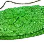 Anthropologie  Beaded handbag clutch cross body floral green Photo 1