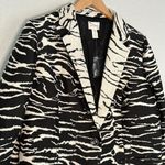 Chico's NEW Chico’s Black Cream Zebra Jacket Blazer Animal Print Large Mobwife Loud Photo 2