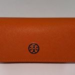 Tory Burch Saffiano Sunglasses Case Color is Orange Gold Hardware Scratch Free Photo 1