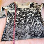 Chico’s Zenergy white gray black ombré floral print 3/4 sleeve top rhinestone L Size L Photo 9