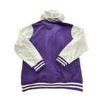 SA Hoodie Varsity Letterman Jacket XL Fleece Snap‎ Bomber Purple Unisex #UV9 Photo 1