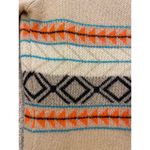 Woven Heart Brown Knit with Orange & Blue Aztec Print Open Cardigan Medium Photo 5