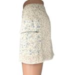 Altar'd State White Pink Floral Print Raw Hem Straight Pencil Mini Cargo Skirt M Photo 1