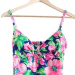 Vintage Floral Swimsuit Neon Retro One Piece Swimwear Pink Size 12 Photo 1