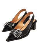 Ganni NWOT  30mm buckled studded black slingback pumps Photo 6