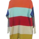 Dress Up  Bright Multicolor Stripe Over Sized Distressed Knit Sweater Size S Photo 1