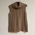 525 America  Cable Knit Turtleneck Sleeveless Sweater Vest Brown Size Medium Photo 0