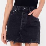 AGOLDE Quinn black denim distressed mini Jean skirt 28 Photo 2