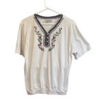 Vintage Jantzen Classics Embroidered Top Floral Checkered Print CottageCore Sz L White Size L Photo 0