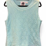 Vintage Storybook Knits HSN Light Blue Floral Lace Tank Sweater size L Size L Photo 0