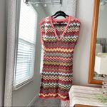 BCBG Max Azria Crocheted Chevron Silk dress size Medium Photo 5