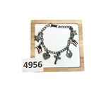 Patriotic silver charm bracelet American flag cross bracelet hearti Photo 1