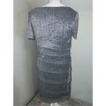 Women’s Metallic Tinsel Silver Shift Tiered Dress 10 Photo 4
