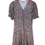 Boden USA Boden V-Neck Knee Length Floral Jersey Pocket Dress Pink Green Yellow Women’s 6R Photo 0