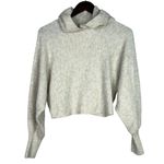 ZARA  Oversized Crop Wool Blend Long Sleeve Stretch Knit Hoodie Sweater S Cream Photo 11