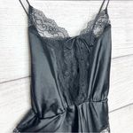 American Vintage Vintage Black Satin & Lace Teddy Bodysuit Negligee Nightie Lingerie Size Medium Photo 3