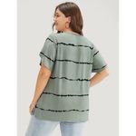 Bloomchic Striped Contrast Petal Sleeve T-Shirt Mint Green 12 Photo 5