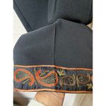 Vintage 90s Clio black boho Indian floral embroidered leg capri pants Size 14 Photo 5