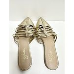 42 Gold Shoes Womens Size 5 Pointed Toe Metallic Leather Mules Photo 4