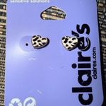 Stud Cow‎ Print Cowboy Earring Heart Pierced Ear Black Photo 0