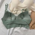 Danskin Set of 3 Seamless Bras Bralettes 34B Nude White Cream Green Photo 2