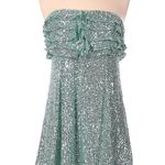 Free People Frida Seafoam Green Sequin Ruffle Dress Size 8 -  MSRP $168 NEW Photo 2