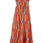 J.Crew NWT Tiered Cotton Voile Maxi in Red Multi Stripe Cross Strap Dress L Photo 0