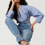 Aliette Jacket Womens Medium Blue Nicole Cropped Puff Sleeve Bomber Zip Up NYC‎ Photo 0