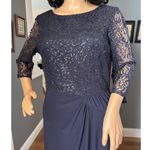 Alex Evenings Navy Long A-Line Detailed sequin Bodice sheer sleeves Dress 10 p Photo 8