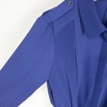 Karen Millen Womens Military Shirt Dress Drawstring Waist High Low Blue Size 8 Photo 9