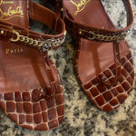 Christian Louboutin MJ embellished croc-effect patent-leather sandals size 35 Photo 2