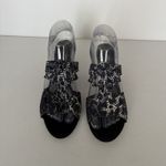 Joan Boyce Heels Women 8 W Black Gray Cheetah Leopard Rhinestone Velour Slide Photo 3