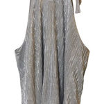 CeCe New  Metallic Silver layered‎ tank top with tie neck Sz L Photo 0