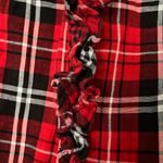 Forever 21  red and black plaid button cotton shirt ruffle S Photo 4