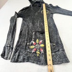 Y2K T Party Hoodie Mineral Wash Rhinestone Peace Slim Fit Size L USA Hippie Boho Gray Size L Photo 12