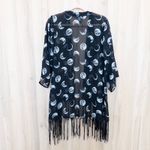 Hot Topic Y2K Celestial Kimono Duster Sz M/L Black Fringe Moon Sheer Witchy Goth Photo 4